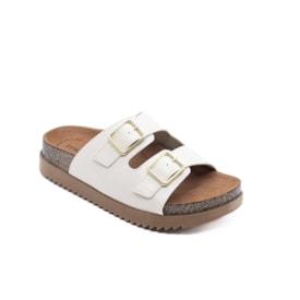 Sandalia Plataforma Moleca Birken Feminina Branco Off