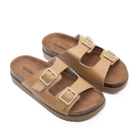 Sandália Plataforma Moleca Birken Feminina Camel