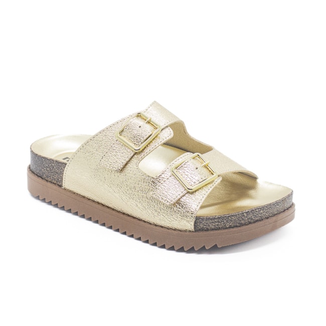 Sandalia Plataforma Moleca Birken Feminina Dourado