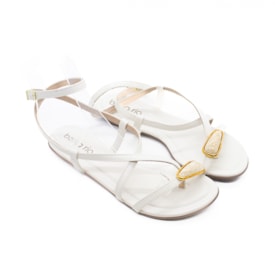 Sandália Rasteira Beira Rio Feminina Branco Off
