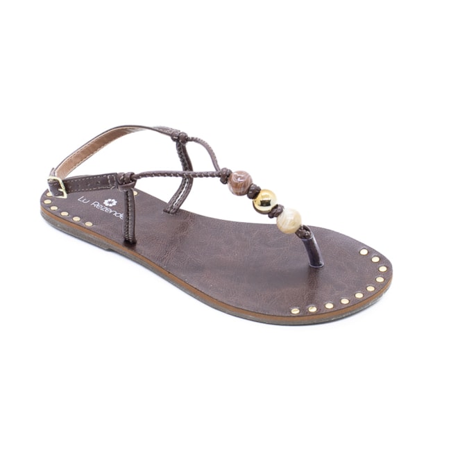 Sandália Rasteira Lu Rezende Feminina Chocolate