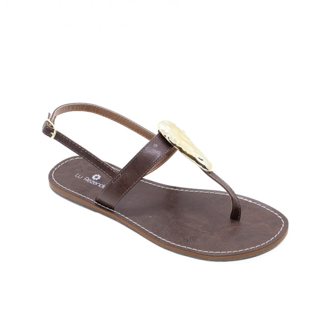 Sandália Rasteira Lu Rezende Feminina Chocolate