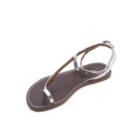 Sandália Rasteira Lu Rezende Feminina Prata