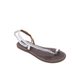 Sandália Rasteira Lu Rezende Feminina Prata