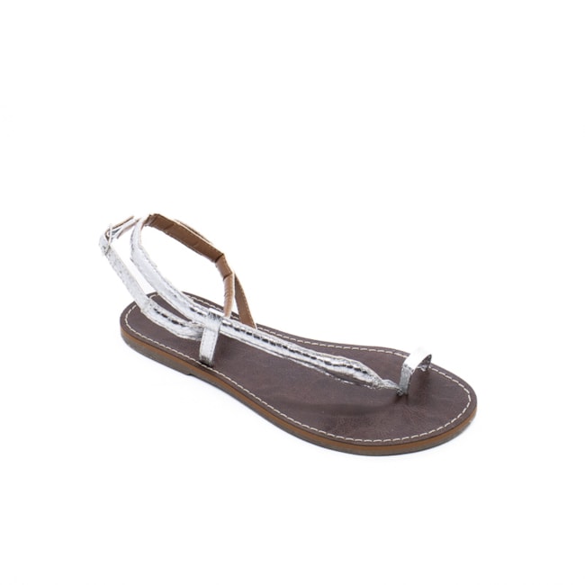 Sandália Rasteira Lu Rezende Feminina Prata