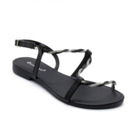 Sandalia Rasteira Lu Rezende Feminina Preto