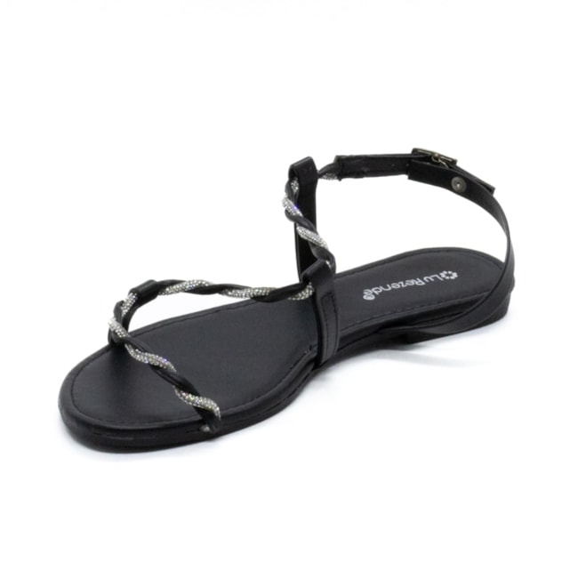 Sandalia Rasteira Lu Rezende Feminina Preto