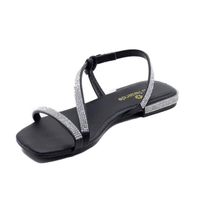 Sandalia Rasteira Lu Rezende Feminino Preto