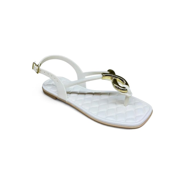 Sandália Rasteira Moleca Feminina Branco Off