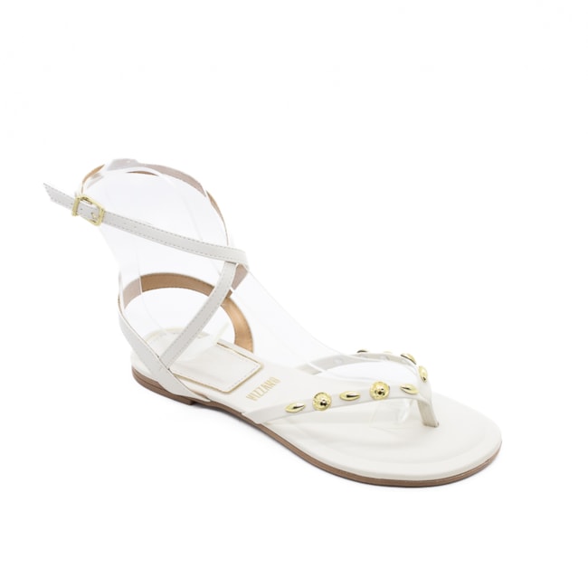 Sandália Rasteira Vizzano Feminina Branco Off