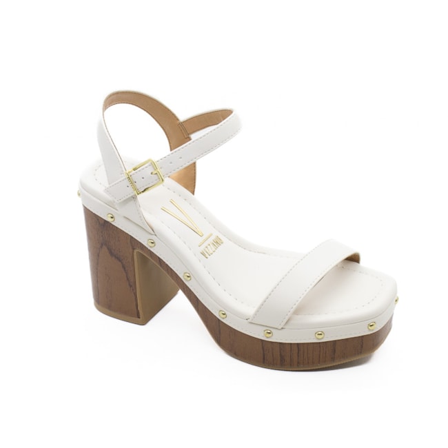 Sandália Salto Alto Vizzano Feminino Branco Off