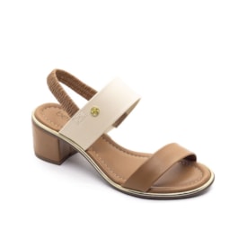 Sandália Salto Baixo Beira Rio Feminina Creme