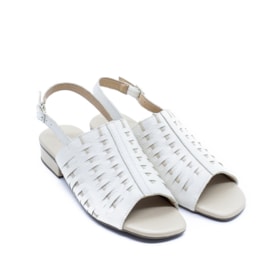 Sandália Salto Baixo Lu Rezende Feminina Marfim