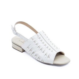 Sandália Salto Baixo Lu Rezende Feminina Marfim