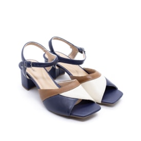 Sandália Salto Baixo Lu Rezende Feminina Navy