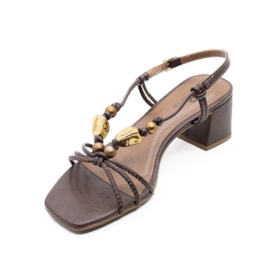 Sandália Salto Baixo Lu Rezende Feminino Chocolate