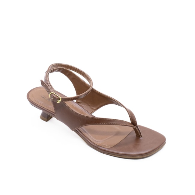 Sandália Salto Baixo Lu Rezende Feminino Conhaque
