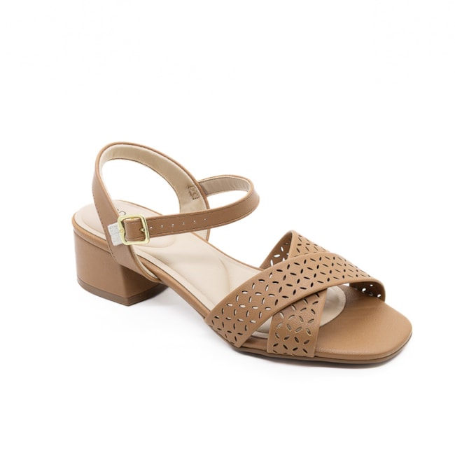 Sandália Salto Baixo Modare Feminino Camel