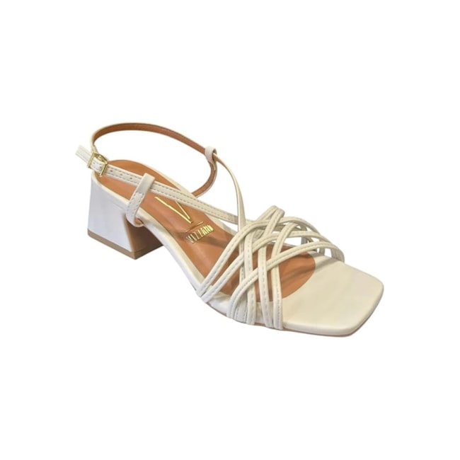 Sandália Salto Baixo Vizzano Feminino Branco Off