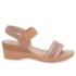 Sandália Salto Couro Anabela Feminina Camel