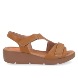 Sandalia Salto Couro Usaflex Feminino Tan