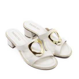 Sandália Salto Grosso Beira Rio Feminina Branco Off