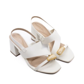 Sandália Salto Grosso Beira Rio Feminina Branco Off