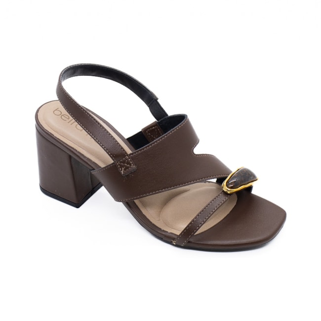 Sandália Salto Grosso Beira Rio Feminina Conhaque