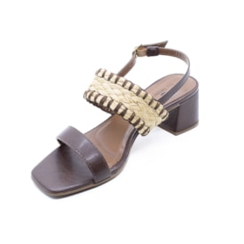 Sandália Salto Grosso Lu Rezende Feminina Chocolate