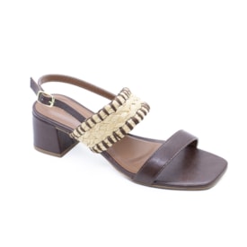 Sandália Salto Grosso Lu Rezende Feminina Chocolate