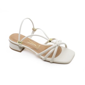 Sandália Salto Grosso Vizzano Feminina Branco Off