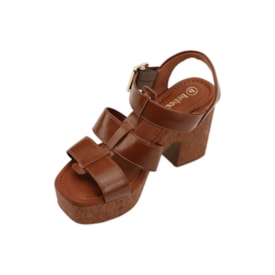 Sandália Salto Médio Bebece Feminina Pecan