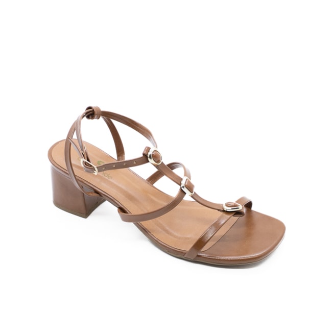 Sandália Salto Médio Lu Rezende Feminina Caramelo