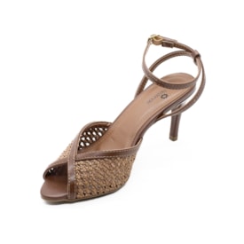 Sandália Salto Médio Lu Rezende Feminina Conhaque