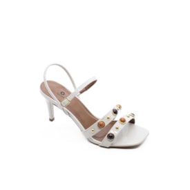 Sandália Salto Médio Lu Rezende Feminina Off White
