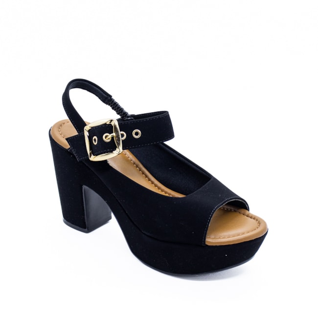 Sandália Salto Médio Lu Rezende Feminino Preto