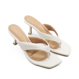 Sandália Salto Médio Vizzano Feminina Branco Off