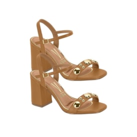Sandalia Salto Médio Vizzano Feminino Camel