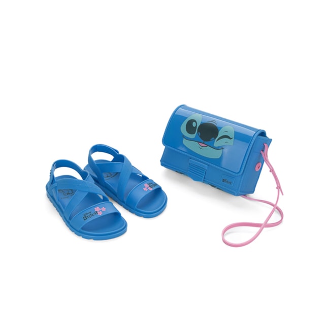 Sandália Stitch Grendene Feminina Infantil Azul