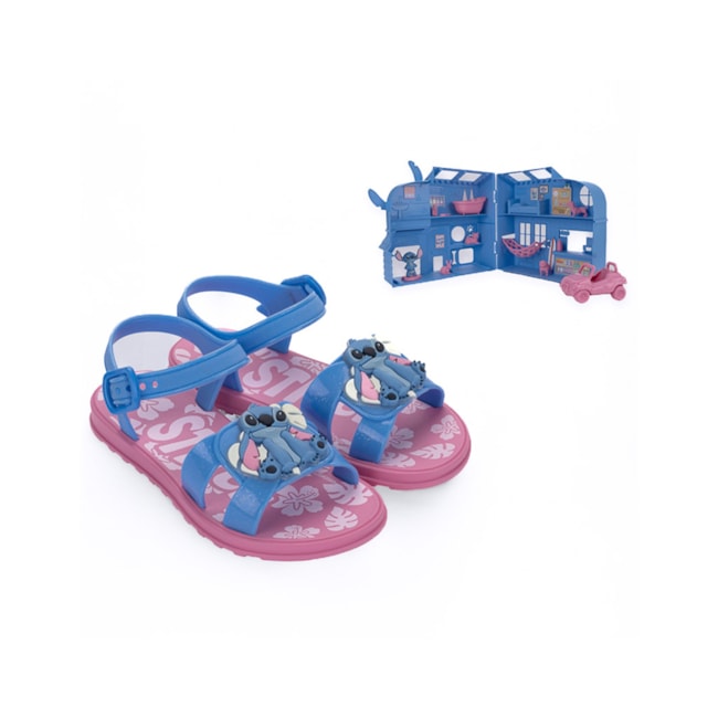 Sandália Stitch Grendene Feminina Infantil Rosa