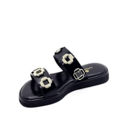 Sandália Tamanco Flat Baixa Lu Rezende Feminino Preto Sandália Tamanco Flat Baixa Lu Rezende Feminino Preto