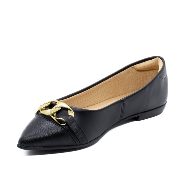 Sapatilha Bico Fino Lu Rezende Feminino Preto