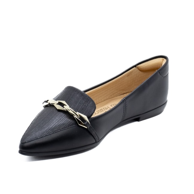 Sapatilha Bico Fino-Lu Rezende Feminino Preto