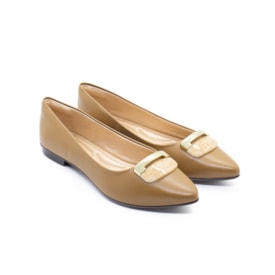 Sapatilha Bico Redondo Lu Rezende Feminino Capuccino