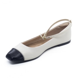 Sapatilha Bico Redondo Moleca Feminina Branco Off