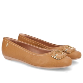 Sapatilha Bico Redondo Usaflex Feminina Tan