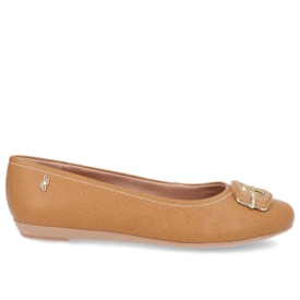Sapatilha Bico Redondo Usaflex Feminina Tan