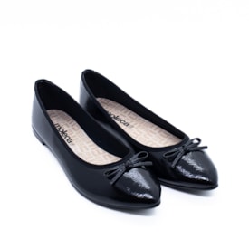 Sapatilha Moleca Bico Fino Feminina Preto Verniz