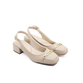 Sapato Chanel Salto Médio Modare Feminino Bege