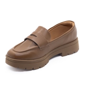 Sapato Loafer Salto Baixo Vizzano Feminino Caramelo